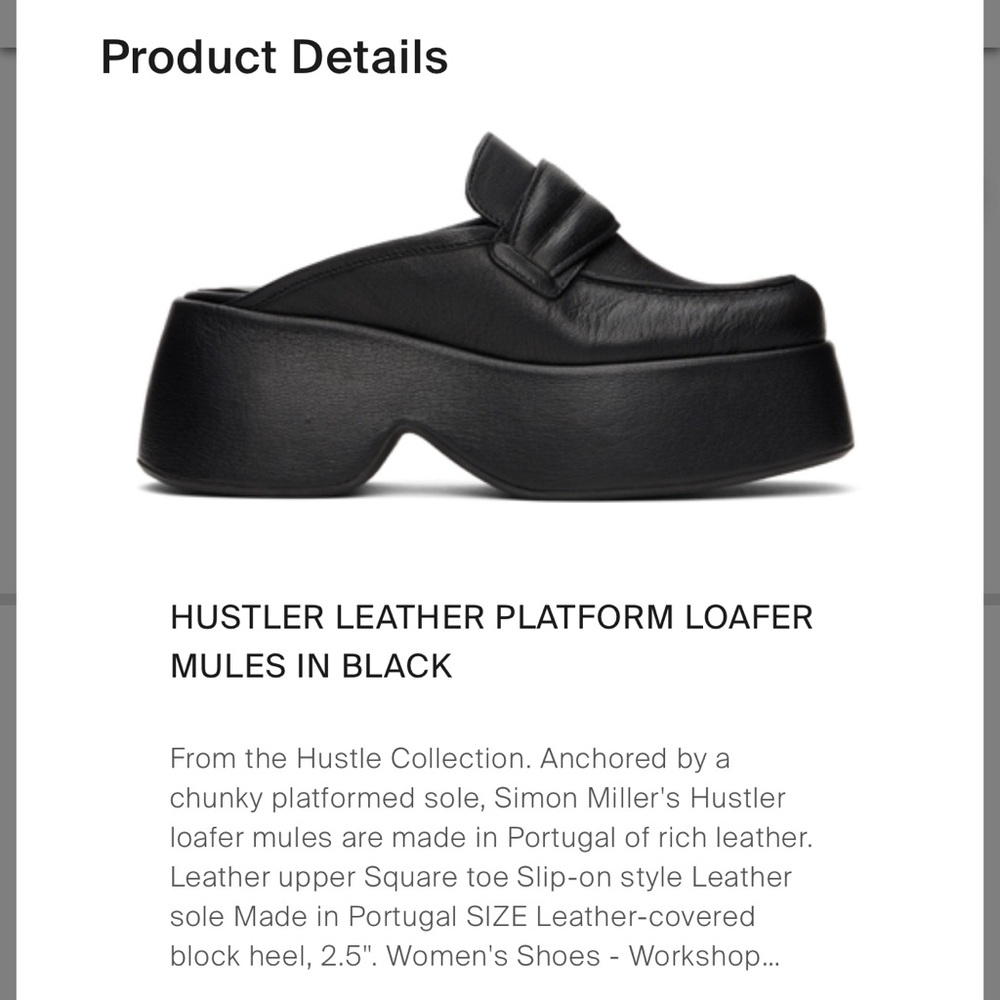 Simon Miller HUSTLER LEATHER PLATFORM LOAFER
MULES IN BLACK Brand New with Box